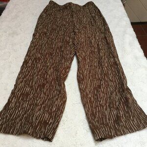 Vintage K.D Spring Women's High Rise Cropped Pants Medium Brown Printed Rayon